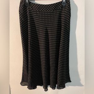 Jones New York silk polka dot black skirt